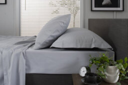The Lyndon Company 200 Thread Count Cotton Fitted Sheet Silver - thumbnail 1