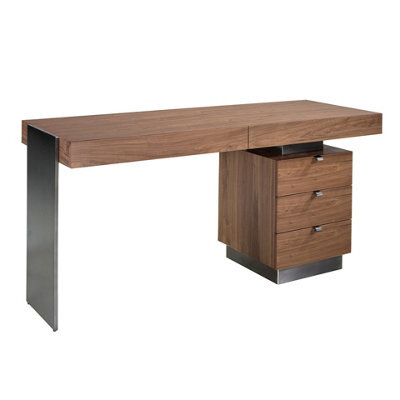 Angel Cerda Elegant Walnut Desk With Dark Steel Legs For Modern Offices - image 1