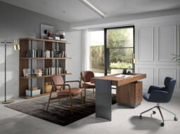 Angel Cerda Elegant Walnut Desk With Dark Steel Legs For Modern Offices - thumbnail 3