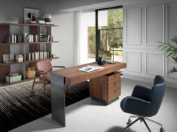 Angel Cerda Elegant Walnut Desk With Dark Steel Legs For Modern Offices - thumbnail 2