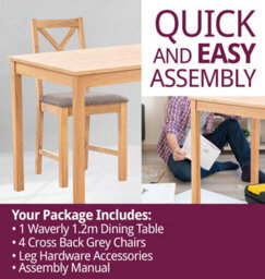 Hallowood Furniture Waverly Oak Dining Table (Tab1200) Set With 4 Small Cross Back Chairs (Grey Seat) - thumbnail 7