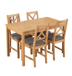 Hallowood Furniture Waverly Oak Dining Table (Tab1200) Set With 4 Small Cross Back Chairs (Grey Seat) - thumbnail 8