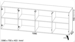 Amos Mann Furniture Bali Matte Black Slatted 4 Door Wide Elegant Sideboard - thumbnail 2