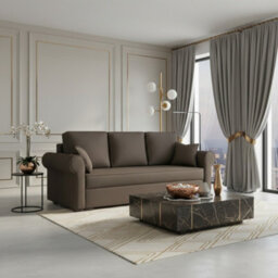 Olimpia Living Room Sofa Bed With Sleeping Function Bonell Springs Foam Hydrophobic Fabric 234X92X90 Cm Brown