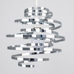 Valuelights Bensson Pair Of Bensson Silver Chrome Metal Double Ribbon Spiral Swirl Ceiling Light Shades (D)30Cm - thumbnail 4