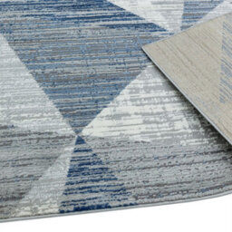 Block Blue Chequered Geometric Jute Backing Rug For Living Room Bedroom And Dining Room-200Cm X 290Cm - thumbnail 4