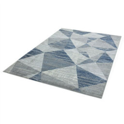 Block Blue Chequered Geometric Jute Backing Rug For Living Room Bedroom And Dining Room-200Cm X 290Cm - thumbnail 2
