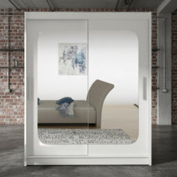 Westa Xii 150Cm Sliding Door Wardrobe With Mirrors Modern Bedroom Storage With Hanging Rails And Shelves White - thumbnail 2