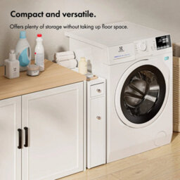 Slim White Bathroom Storage Unit Compact Freestanding Cabinet - thumbnail 6