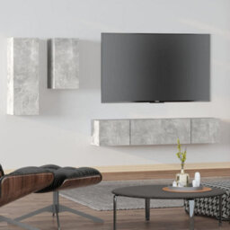 Berkfield 4 Piece Tv Cabinet Set Concrete Grey Engineered Wood - thumbnail 1