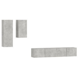 Berkfield 4 Piece Tv Cabinet Set Concrete Grey Engineered Wood - thumbnail 2
