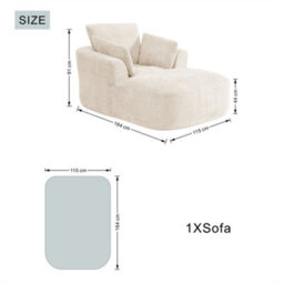 Abrihome Mimo Chaise Lounge With Fireproof Fabric, High Density Foam & Cushion, Ideal For Living Room, Bedroom, Beige, Chenille - thumbnail 5