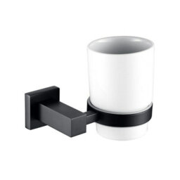 Nes Home Square Matte Black Single Tumbler Cup And Holder Set - thumbnail 1