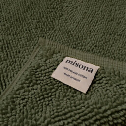 Misona Luxury Loop Reversible Organic Cotton Bath Mat - Khaki Green - thumbnail 2