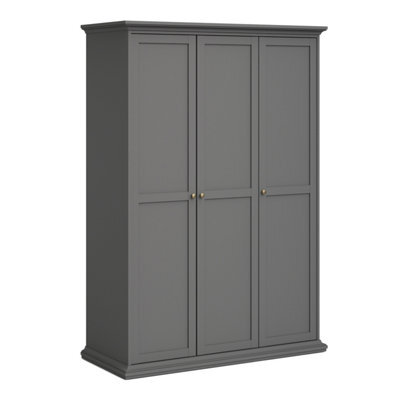 Furniture To Go Paris Wardrobe With 3 Doors In Matt Grey - image 1