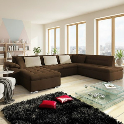 Niko Bis U Shaped Fold Out Corner Sofa Bed For Living Room With Storage Brown Left - image 1