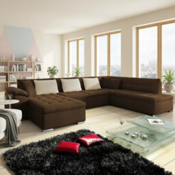 Niko Bis U Shaped Fold Out Corner Sofa Bed For Living Room With Storage Brown Left - thumbnail 1