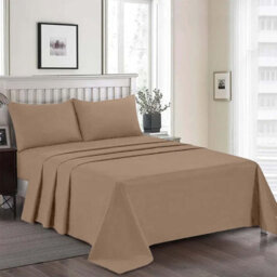 Moonlight Bedding 100% Cotton Hotel Quality Flat Bed Sheet, Top Sheet For  Guest House, Spa & Airbnb (Beige, Double, 225X275 Cm) - thumbnail 1