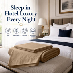 Moonlight Bedding 100% Cotton Hotel Quality Flat Bed Sheet, Top Sheet For  Guest House, Spa & Airbnb (Beige, Double, 225X275 Cm) - thumbnail 6