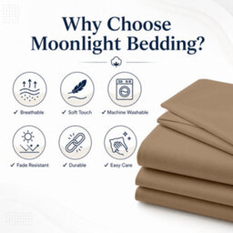Moonlight Bedding 100% Cotton Hotel Quality Flat Bed Sheet, Top Sheet For  Guest House, Spa & Airbnb (Beige, Double, 225X275 Cm) - thumbnail 3