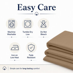 Moonlight Bedding 100% Cotton Hotel Quality Flat Bed Sheet, Top Sheet For  Guest House, Spa & Airbnb (Beige, Double, 225X275 Cm) - thumbnail 9