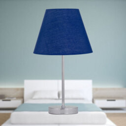 First Choice Lighting Chrome Touch Operated Table Lamp With Navy Blue Shade - thumbnail 4