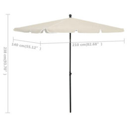 Berkfield Durable Garden Parasol With Pole 210X140 Cm Sand - thumbnail 6