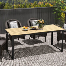 Wyld Haus Noke Teak 175Cm Rectangular Outdoor Dining Table - 6 Seater, Teak-Effect Slatted Top, Black Frame - thumbnail 8