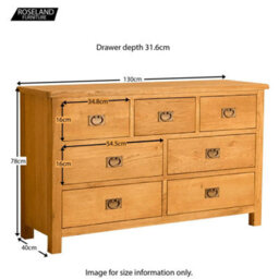 Lanner Oak 3 Over 4 Chest Of Drawers - Fully Assembled By Roseland Furniture - thumbnail 8