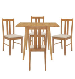 Hallowood Furniture Ledbury Light Oak Drop Leaf Dining Table With 4 Aston Chairs - thumbnail 8