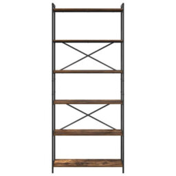 Berkfield Bookcase Smoked Oak 80 X 30 X 188 Cm Engineered Wood - thumbnail 5
