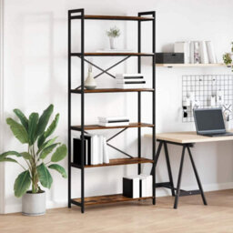 Berkfield Bookcase Smoked Oak 80 X 30 X 188 Cm Engineered Wood
