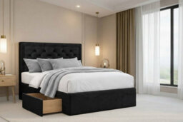 "Nexus Tuscany Plush Divan, Black, 26"" Headboard, 4 Drawers, Open Coil Mattress, Super King" - thumbnail 1