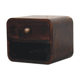 Artisan Furniture Solid Wood Mini Curved California Walnut Wall Mounted Bedside With Open Slot - thumbnail 5