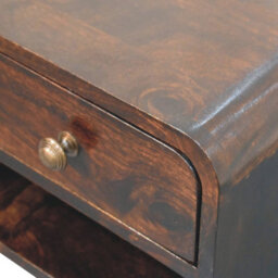 Artisan Furniture Solid Wood Mini Curved California Walnut Wall Mounted Bedside With Open Slot - thumbnail 7