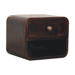 Artisan Furniture Solid Wood Mini Curved California Walnut Wall Mounted Bedside With Open Slot - thumbnail 4