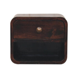 Artisan Furniture Solid Wood Mini Curved California Walnut Wall Mounted Bedside With Open Slot - thumbnail 3