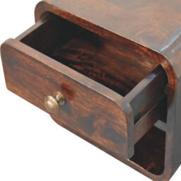 Artisan Furniture Solid Wood Mini Curved California Walnut Wall Mounted Bedside With Open Slot - thumbnail 8