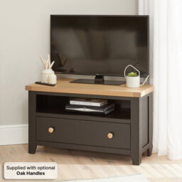 The Furniture Market Cheshire Black Painted Oak Corner Tv Unit Up To 46 Widescreen Size - thumbnail 2