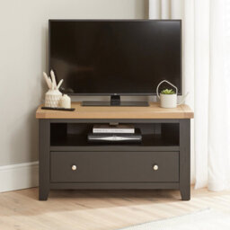 The Furniture Market Cheshire Black Painted Oak Corner Tv Unit Up To 46 Widescreen Size - thumbnail 3