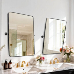 Artloge 60X80Cm Matt Black Pivot Bathroom Vanity Mirror Farmhouse Tiltable Aluminum Frame Mirror - thumbnail 8