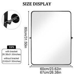 Artloge 60X80Cm Matt Black Pivot Bathroom Vanity Mirror Farmhouse Tiltable Aluminum Frame Mirror - thumbnail 2
