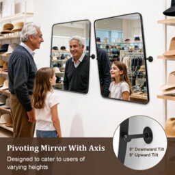 Artloge 60X80Cm Matt Black Pivot Bathroom Vanity Mirror Farmhouse Tiltable Aluminum Frame Mirror - thumbnail 4