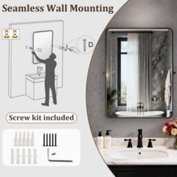 Artloge 60X80Cm Matt Black Pivot Bathroom Vanity Mirror Farmhouse Tiltable Aluminum Frame Mirror - thumbnail 5