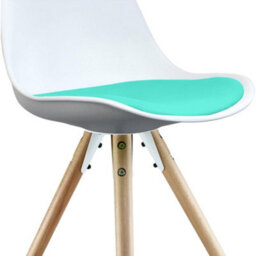 Fusion Living Soho White & Aqua Plastic Dining Chair With Pyramid Light Wood Legs - thumbnail 3