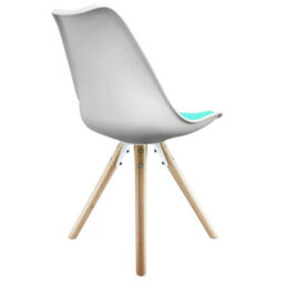 Fusion Living Soho White & Aqua Plastic Dining Chair With Pyramid Light Wood Legs - thumbnail 5