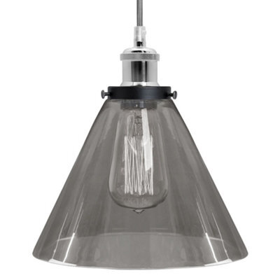 Long Life Lamps Company Modern Vintage Glass Scone Smoked Grey Ceiling Pendant Lamp M0226 - image 1