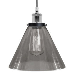 Long Life Lamps Company Modern Vintage Glass Scone Smoked Grey Ceiling Pendant Lamp M0226 - thumbnail 1