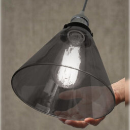 Long Life Lamps Company Modern Vintage Glass Scone Smoked Grey Ceiling Pendant Lamp M0226 - thumbnail 5