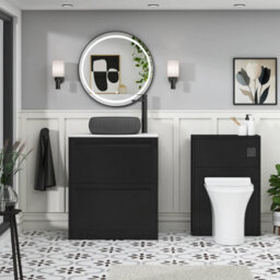 Royal Bathrooms Royal Bathroom Elmore 700mm Matt Nocturne Black Freestanding Countertop Bathroom Vanity Unit 2 Drawer With Milan Black Basin - thumbnail 5